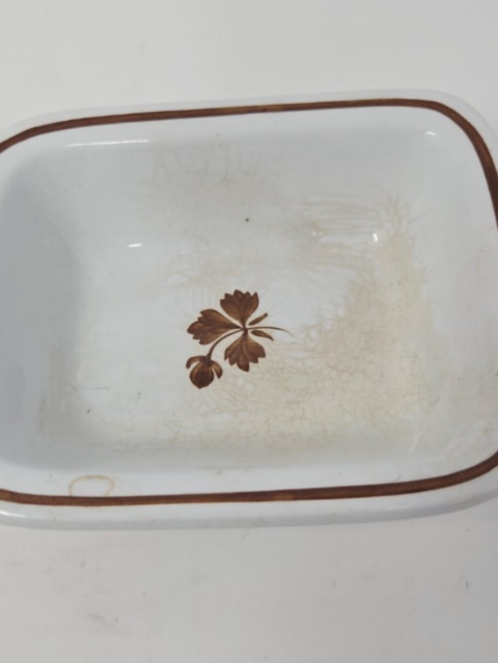 Antique 1800s Tea Leaf Ironstone Soap Dish Anthony Shaw England Copper Luster - Picture 5 of 5